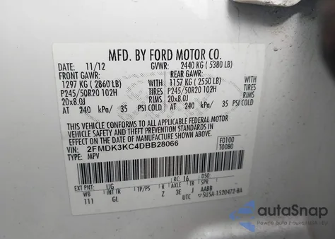2013 Ford Edge Limited from USA, damaged, VIN 2FMDK3KC4DBB28066